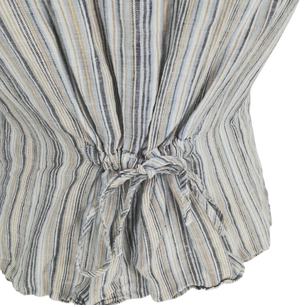 TSD Two Star Dog 100% Linen Striped Sleeveless Button Front Blouse Size S Blue - Picture 10 of 15